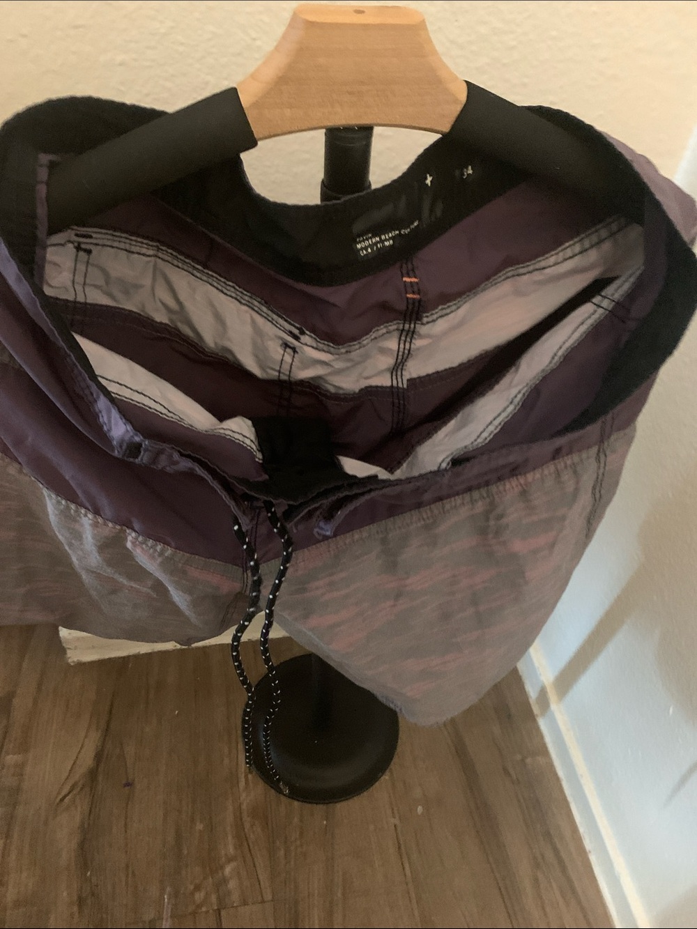 Tavik Purple and Light Gray Stripe Swim Shorts